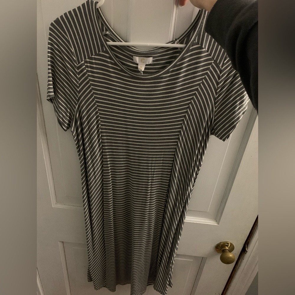 Grey and white striped dress